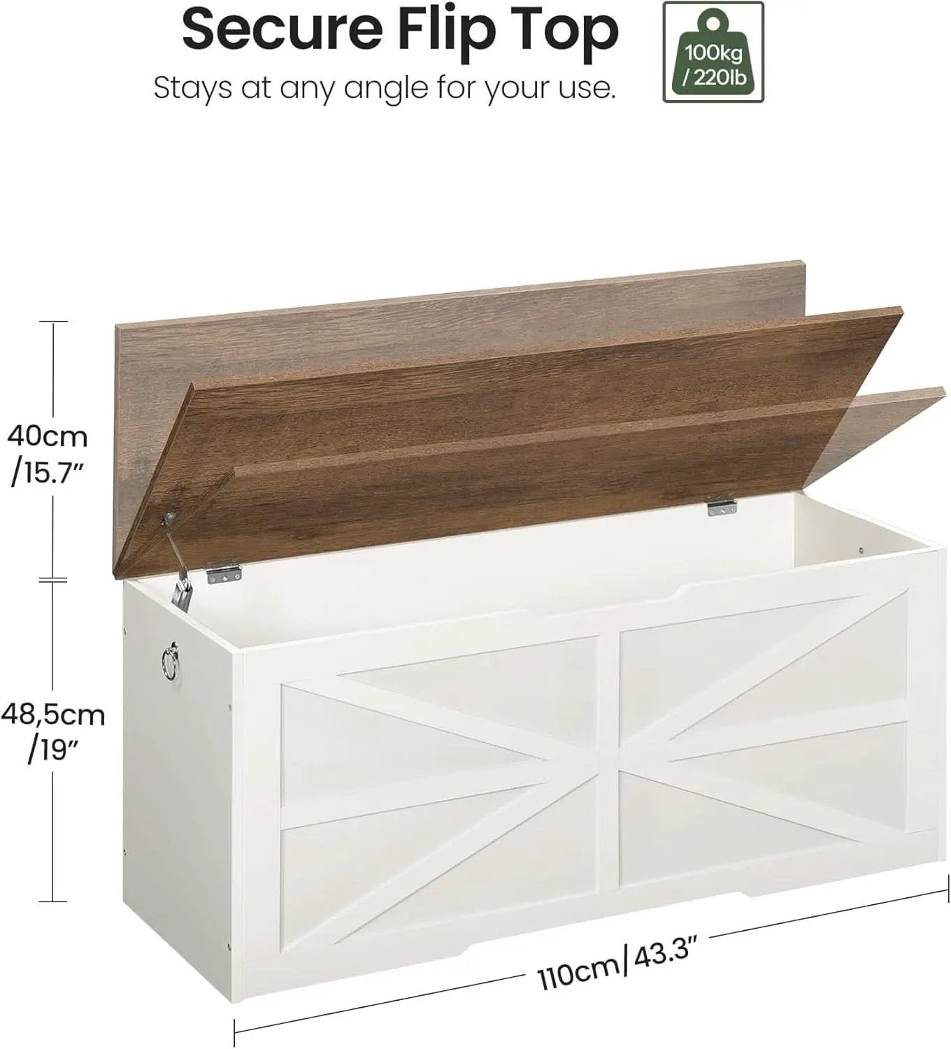 TwoTone Walnut White Storage Chest Durable 43.3Inch from PriceLows™