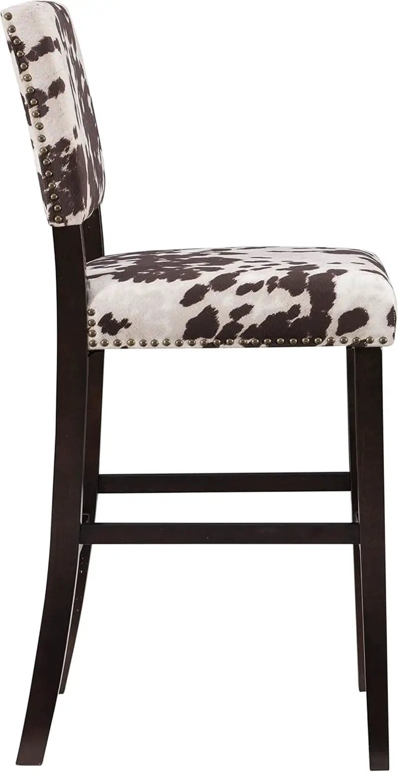 Stylish Cowhide Print Bar Stool with Comfortable Padded Seat from PriceLows™