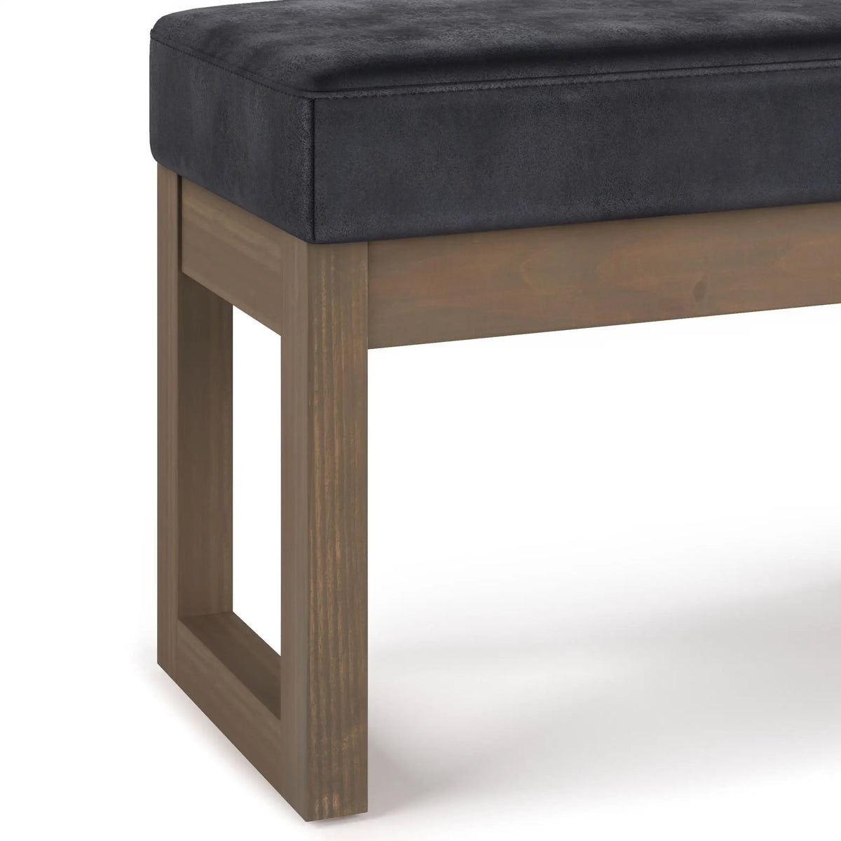 Milltown Upholstered Ottoman Bench | Driftwood Solid Wood Base | Versatile Design | 44.5 Inch Width