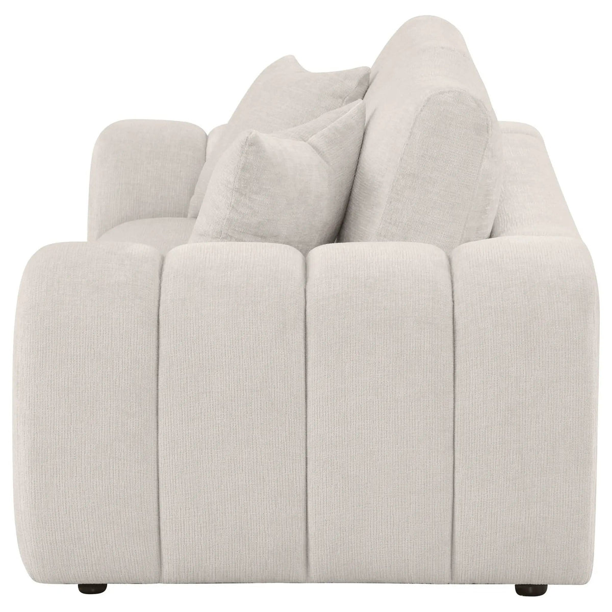 Burnett Chenille Upholstered Wide Arm Loveseat | 77.5 x 39.25 x 33.5 in | Rubberwood & Engineered Wood | Ivory