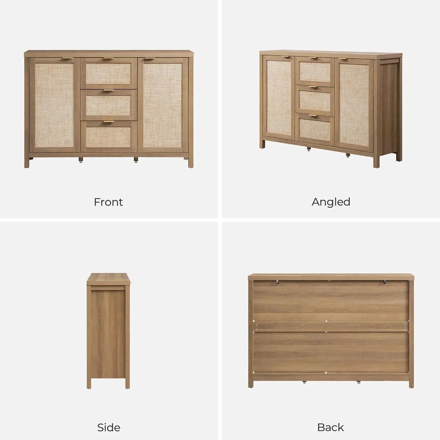 Caramel Oak Rattan Large Sideboard Buffet Storage Cabinet from PriceLows™