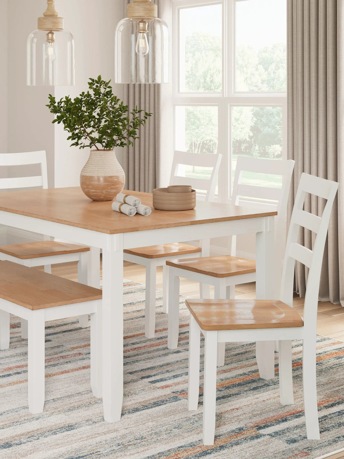 Gesthaven Dining Room Table Set | 3 Pieces | Wood | Dining Room