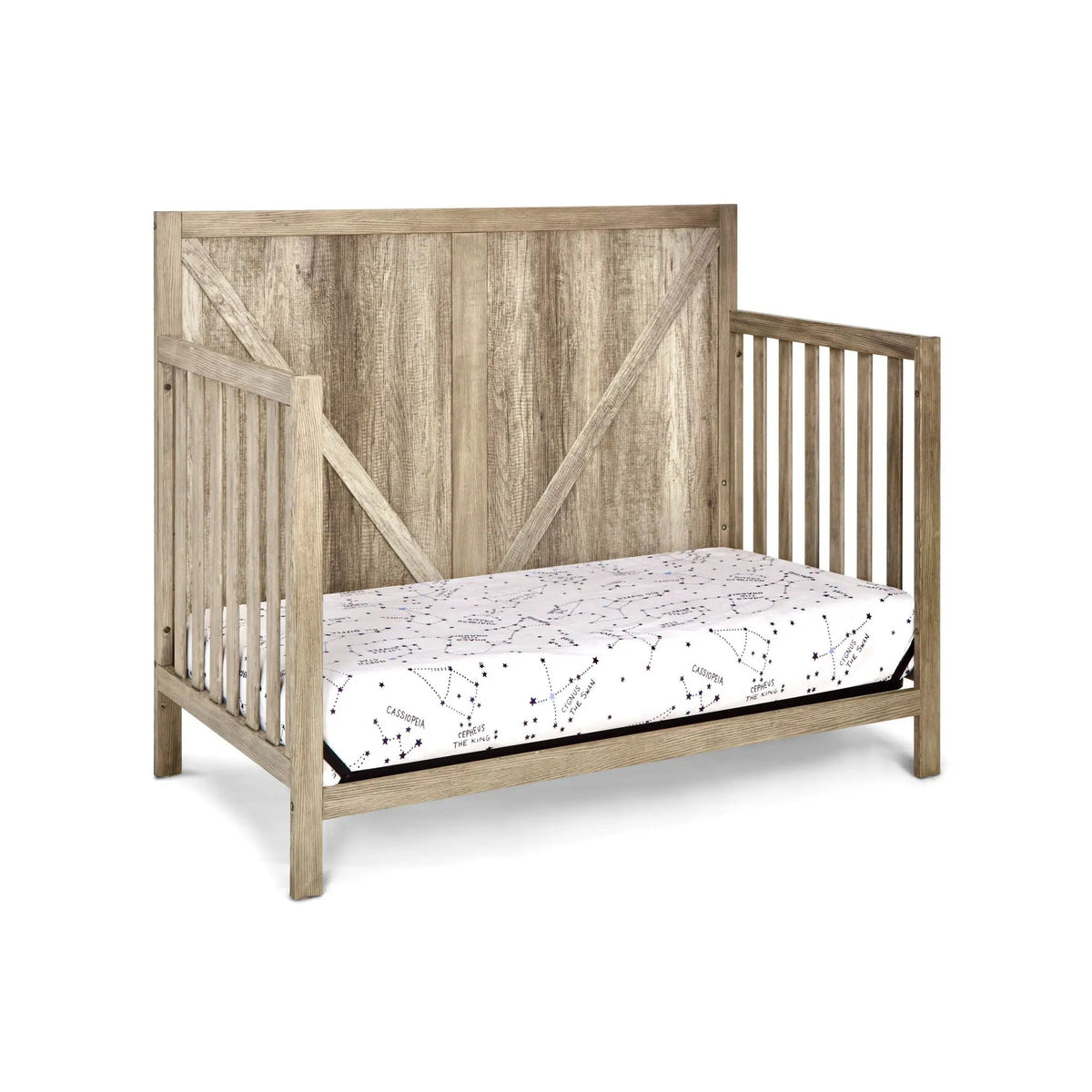 Barnside 4-In-1 Convertible Crib | Vintage Chestnut Finish | Toddler Bed And Full Bed | Adjustable Mattress Heights