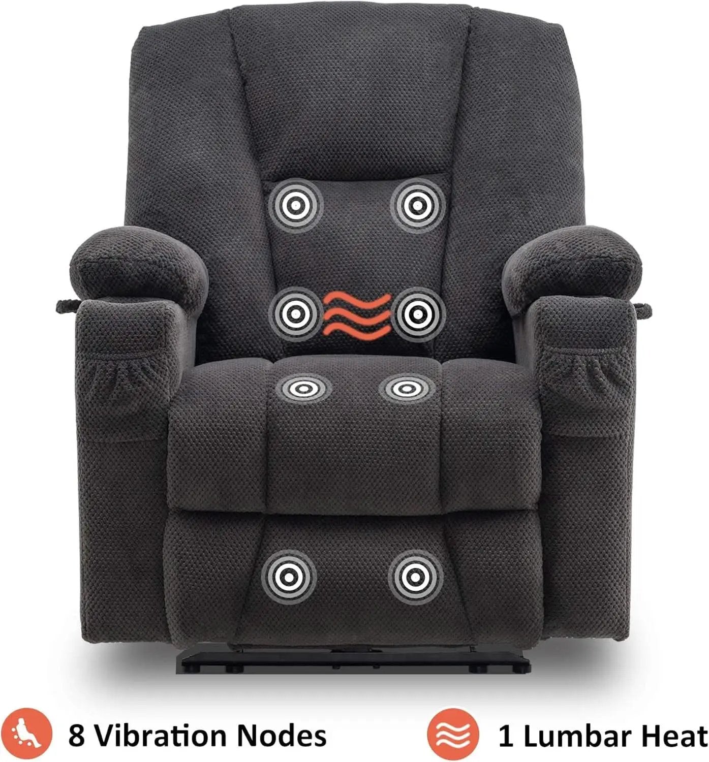 Grey Fabric Electric Recliner Chair With Heat And Vibration from PriceLows™