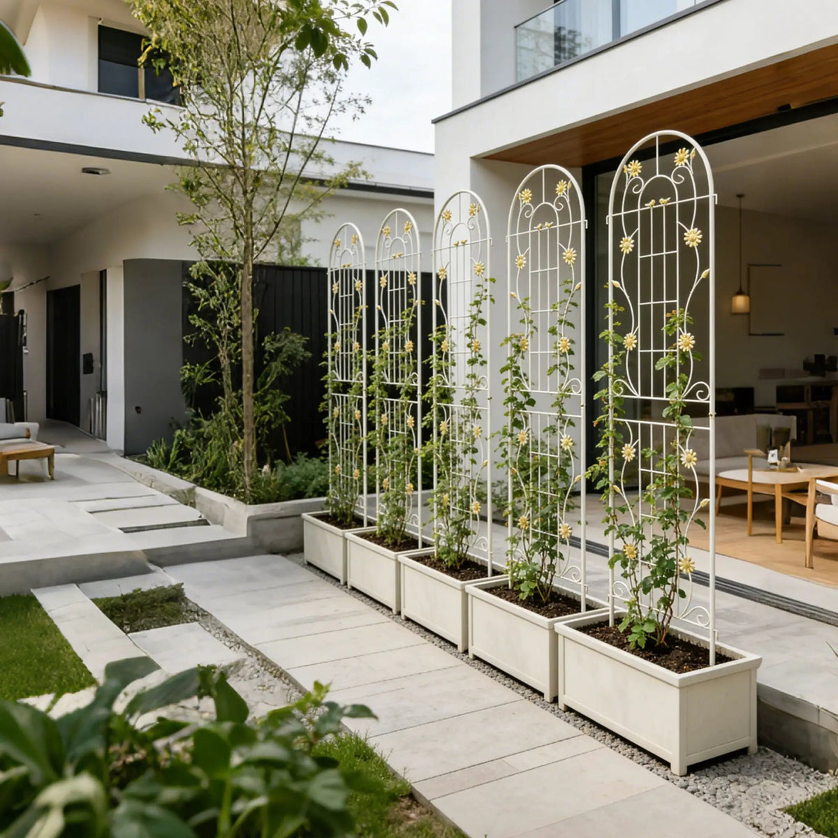 Metal Garden Trellis | Galvanized Steel | Powder Coated | 4 Piece Set
