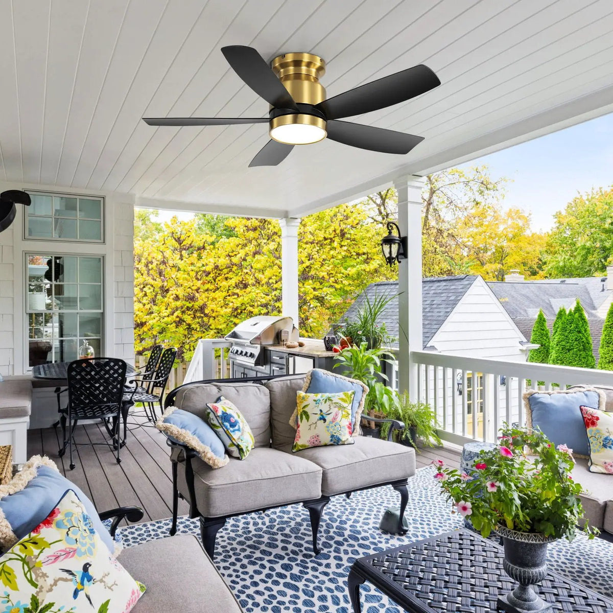 Flush Mount Ceiling Fan | 42 Inch Span | 22W 3CCT LED Light | DC Motor With Remote