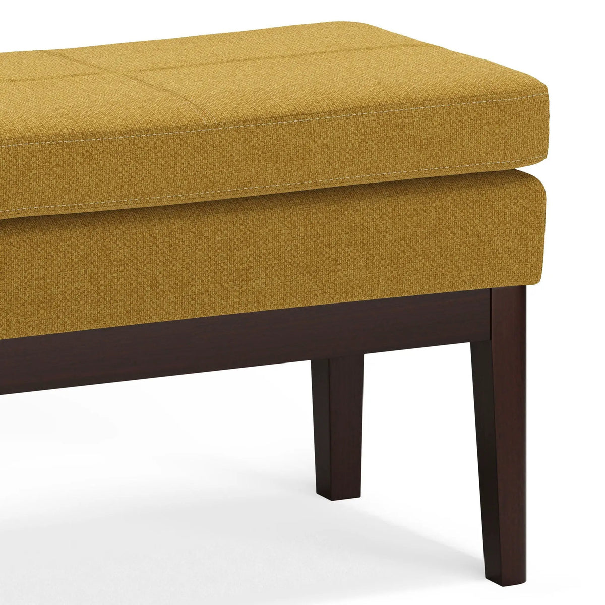 Carlson Ottoman Bench | Mid-Century Design | Top Stitching Detail | Webbed Seat Support