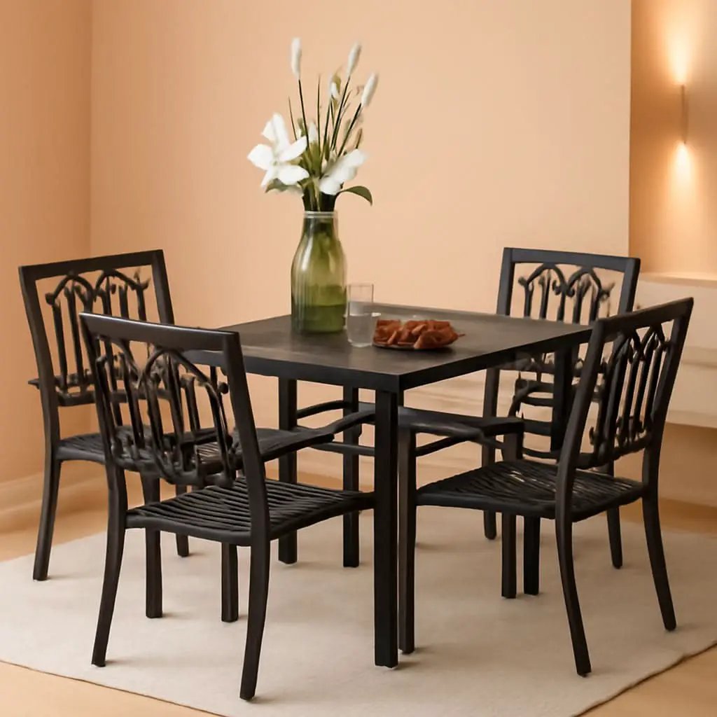 5 Piece Metal Patio Dining Set 37 In Table And 4 Chairs from PriceLows™