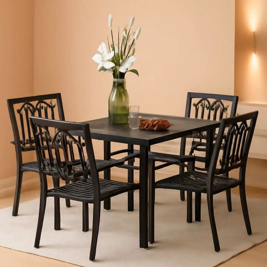5 Piece Metal Patio Dining Set 37 In Table And 4 Chairs from PriceLows™