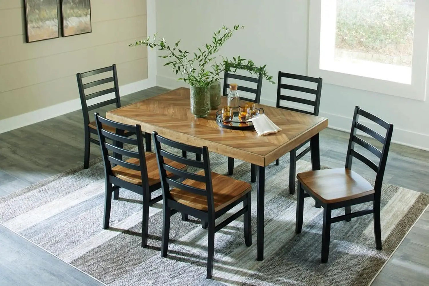 Blondon 60 Inch Solid Wood Dining Set Brown Finish Durable Construction from PriceLows™
