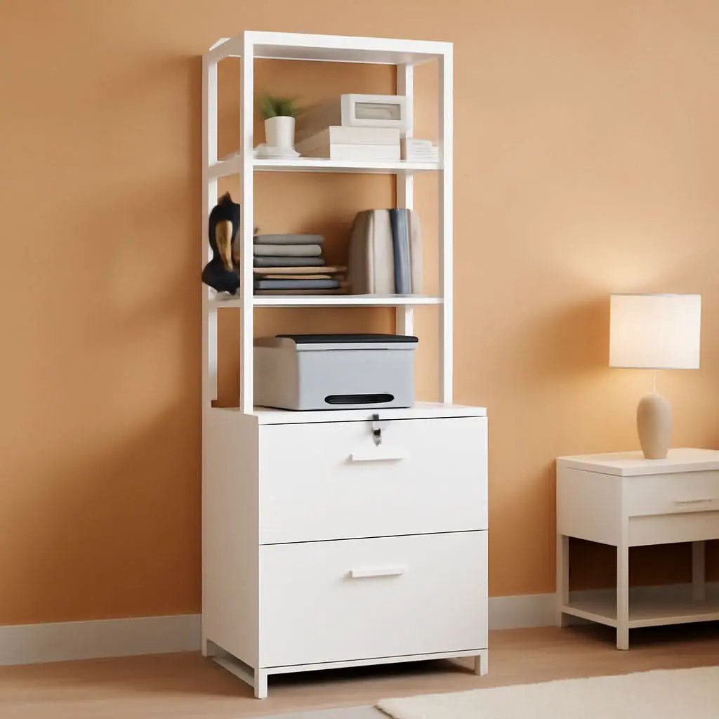 2 Drawer File Cabinet With Lock For Letter Legal A4 Folders White With Storage Bag Open Shelf And Hook from PriceLows™
