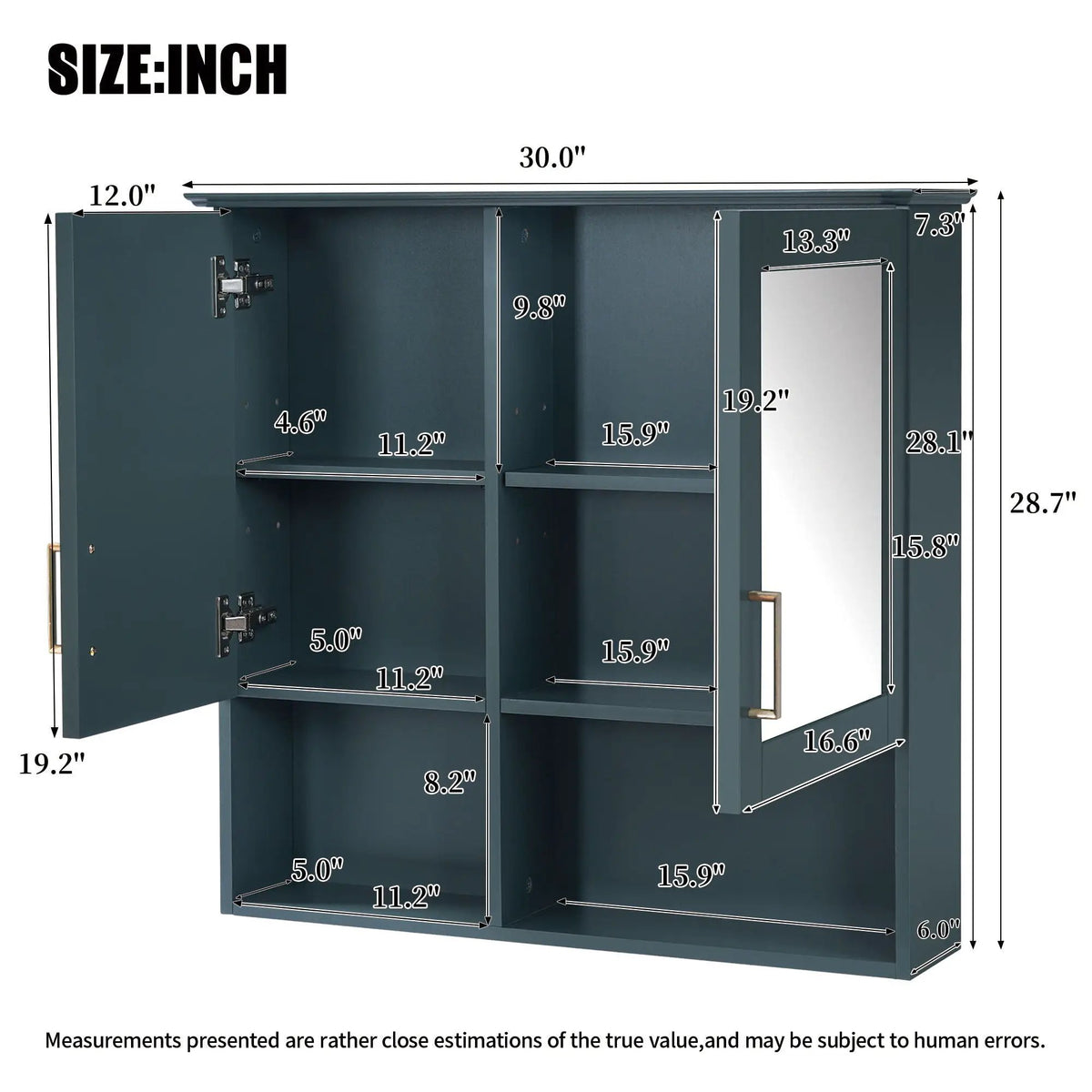 Wall Mounted Mirror Cabinet | Soft Close | Adjustable Shelves | HD Mirror