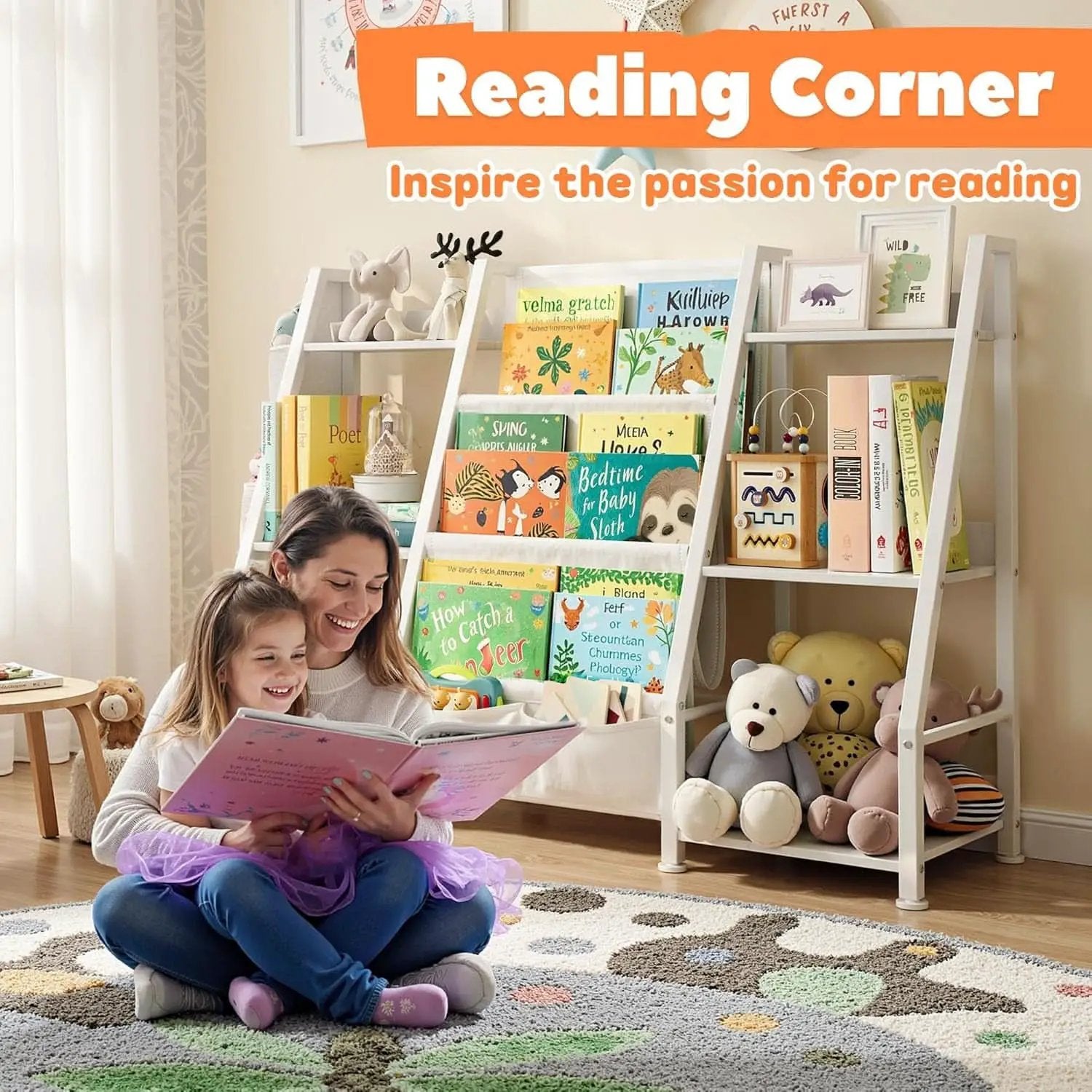 3 Tier Kids Bookshelf Toy Organizer In White Wood And Metal from PriceLows™