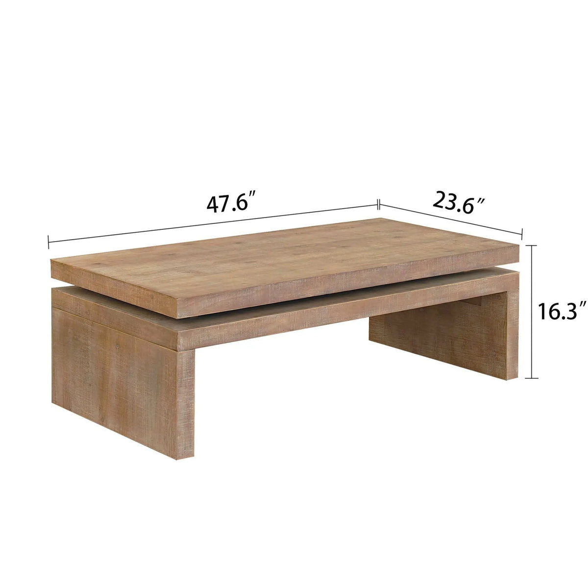 Rectangular Center Table | Solid Engineered Wood | Layered Silhouette | Distinctive Wood Grain