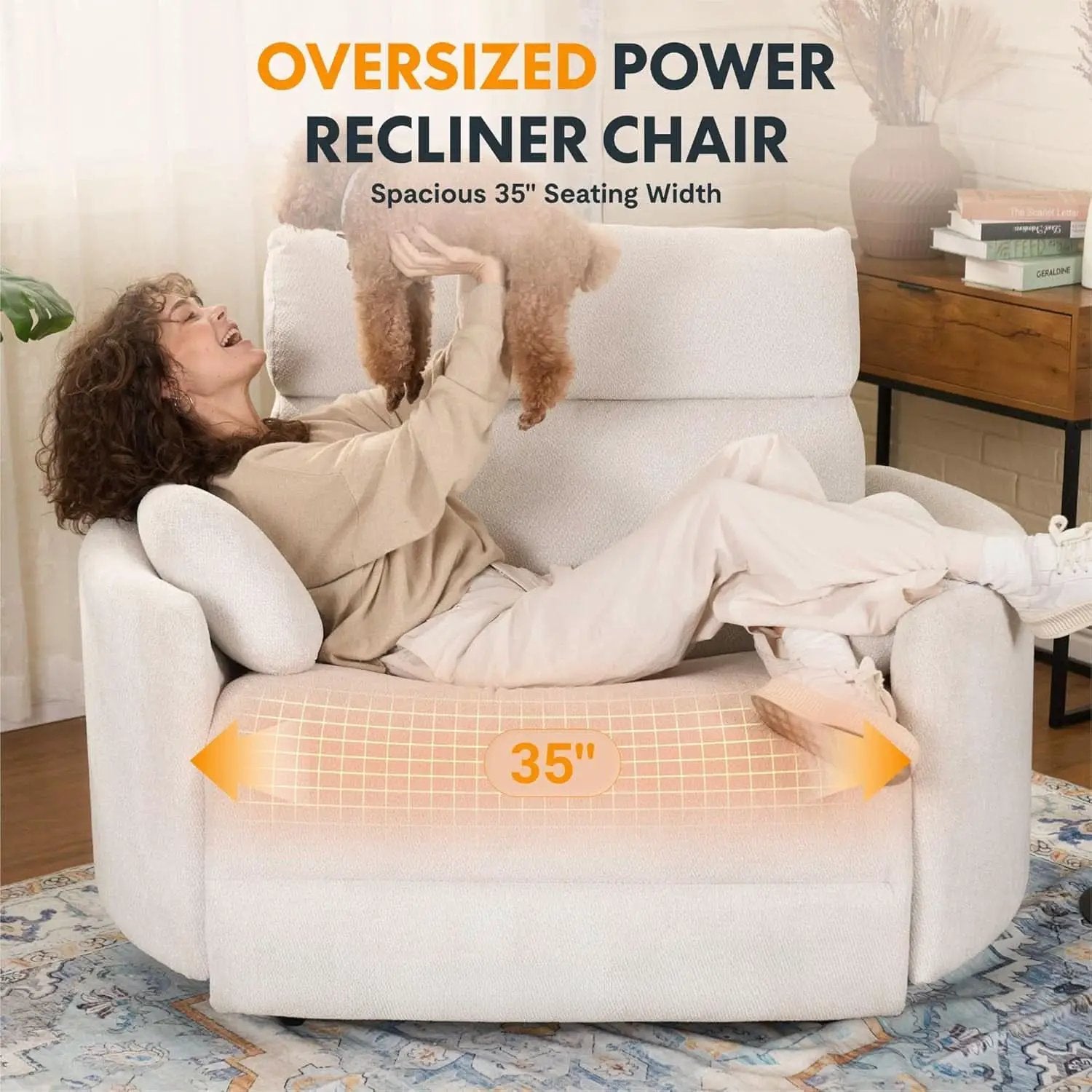 54 Inch Power Recliner Chair With USB Type C Ports Gray from PriceLows™
