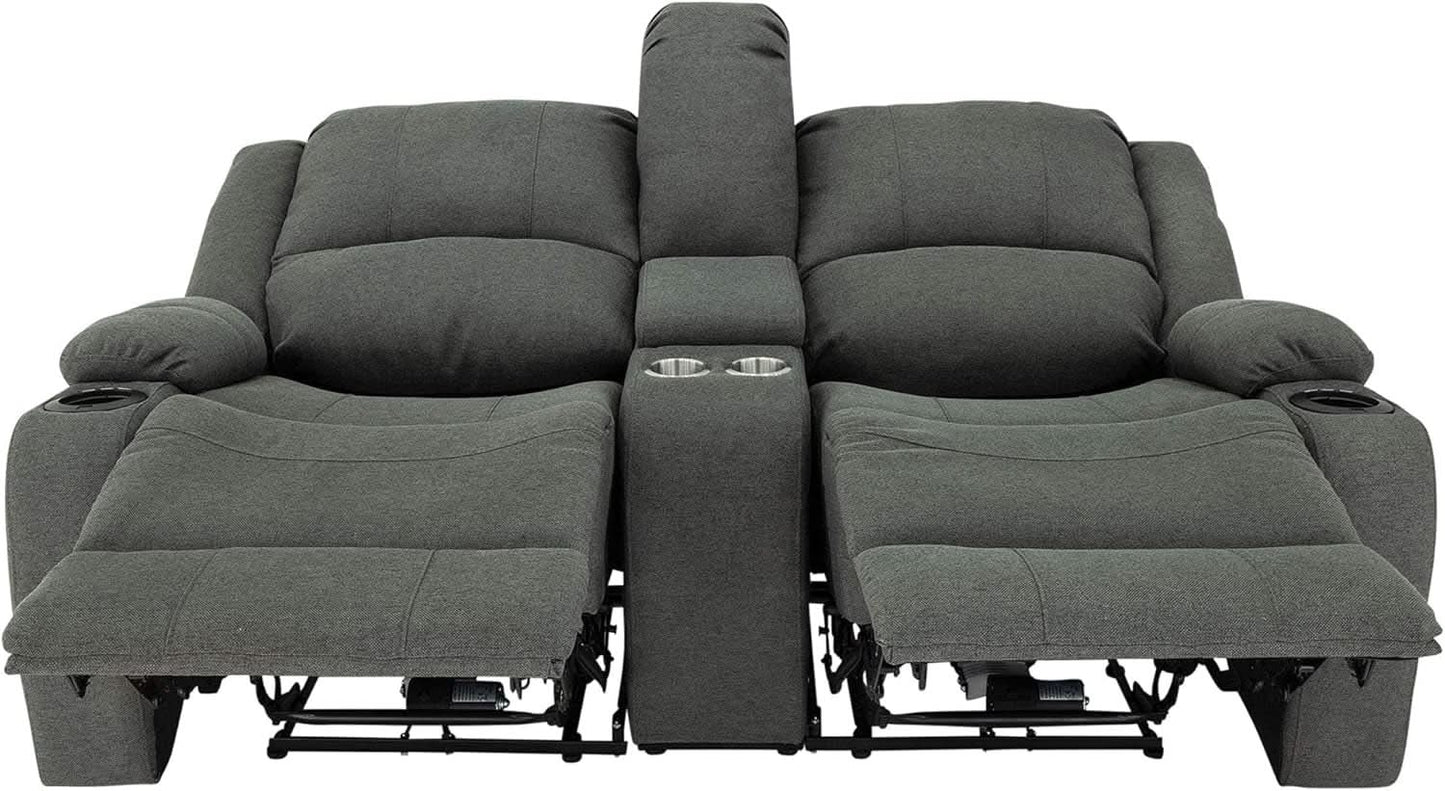 Powered Double Wall Hugger Recliner Sofa 67in Fossil Cloth from PriceLows™