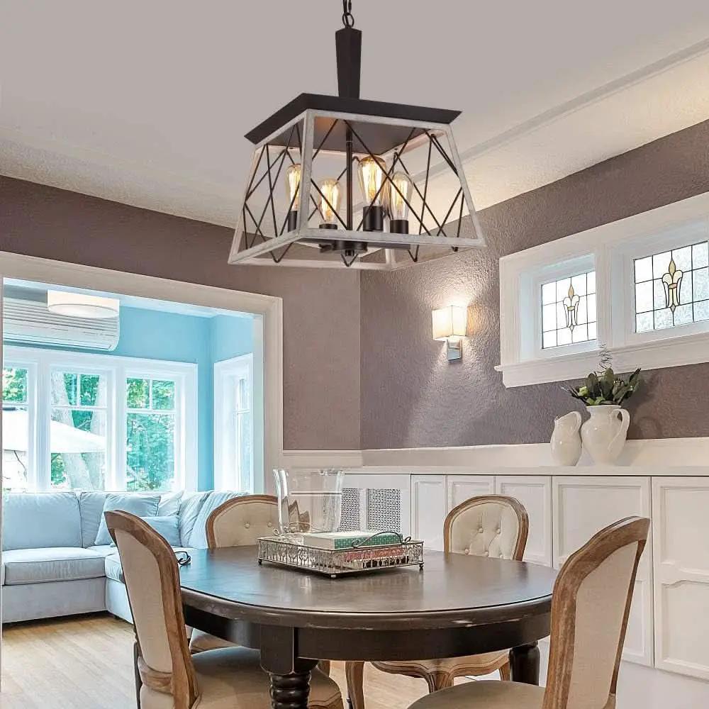 4 Light Farmhouse Vintage Chandelier White Oak Finish from PriceLows™
