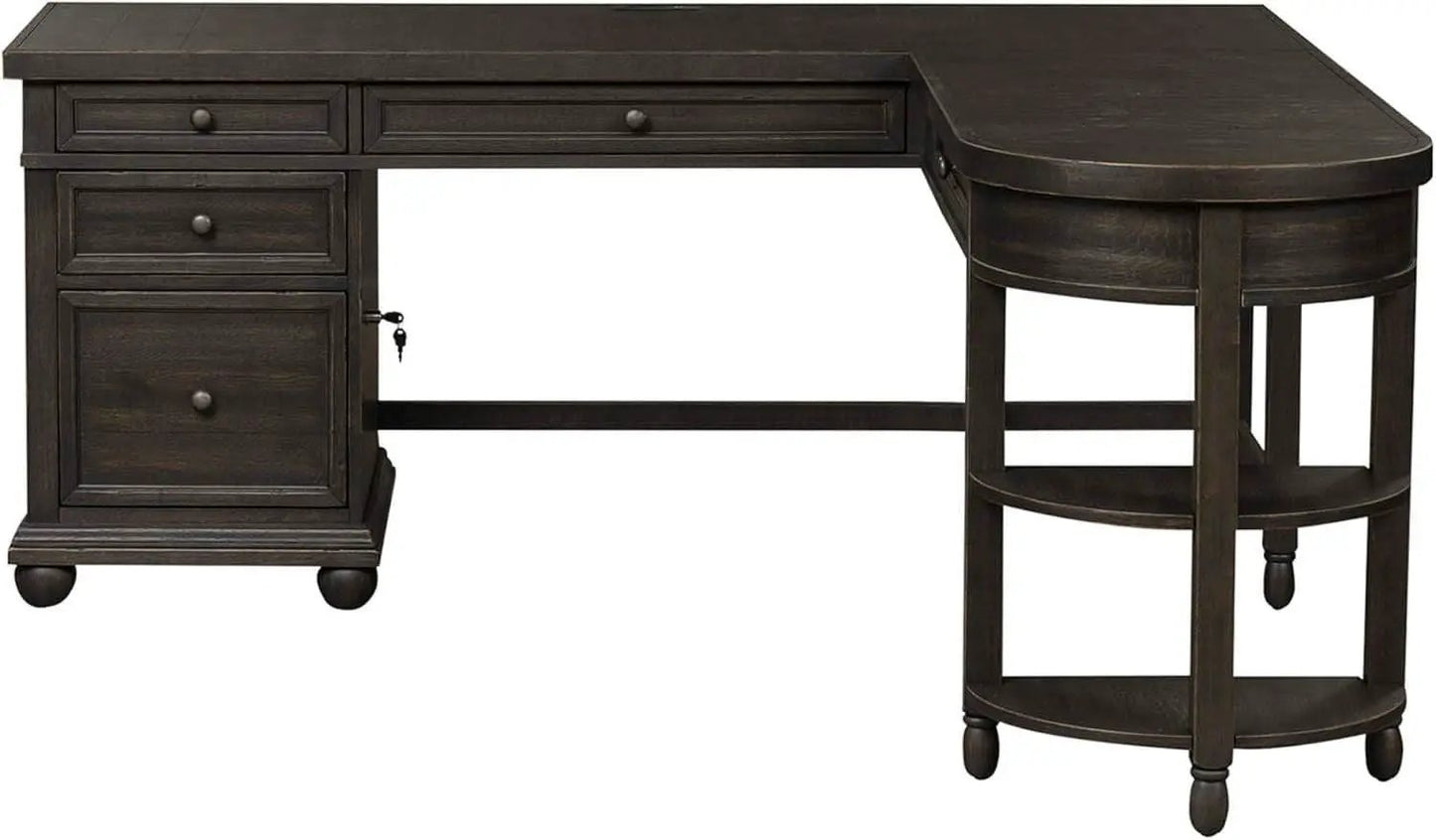 Contemporary L Shaped Desk USB Charging Drawer from PriceLows™