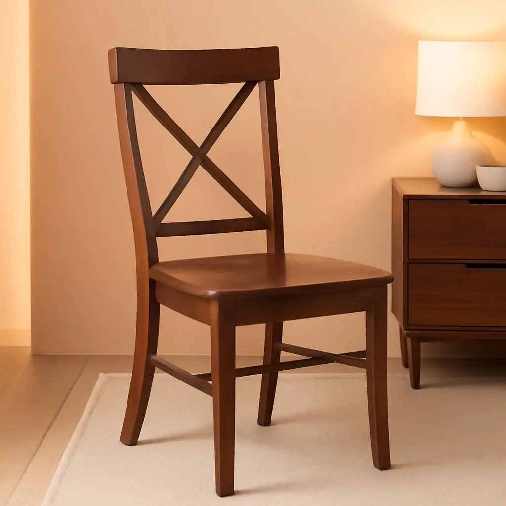 Espresso Solid Wood X Back Dining Chairs Set For Kitchen from PriceLows™