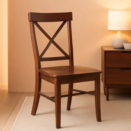 Espresso Solid Wood X Back Dining Chairs Set For Kitchen from PriceLows™