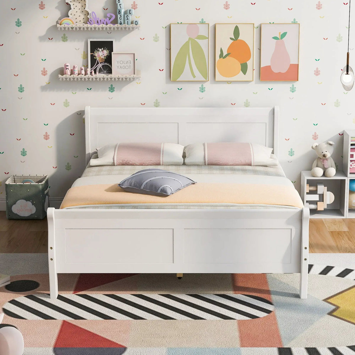 Wood Platform Bed Frame | Headboard Footboard | Wood Slat Support