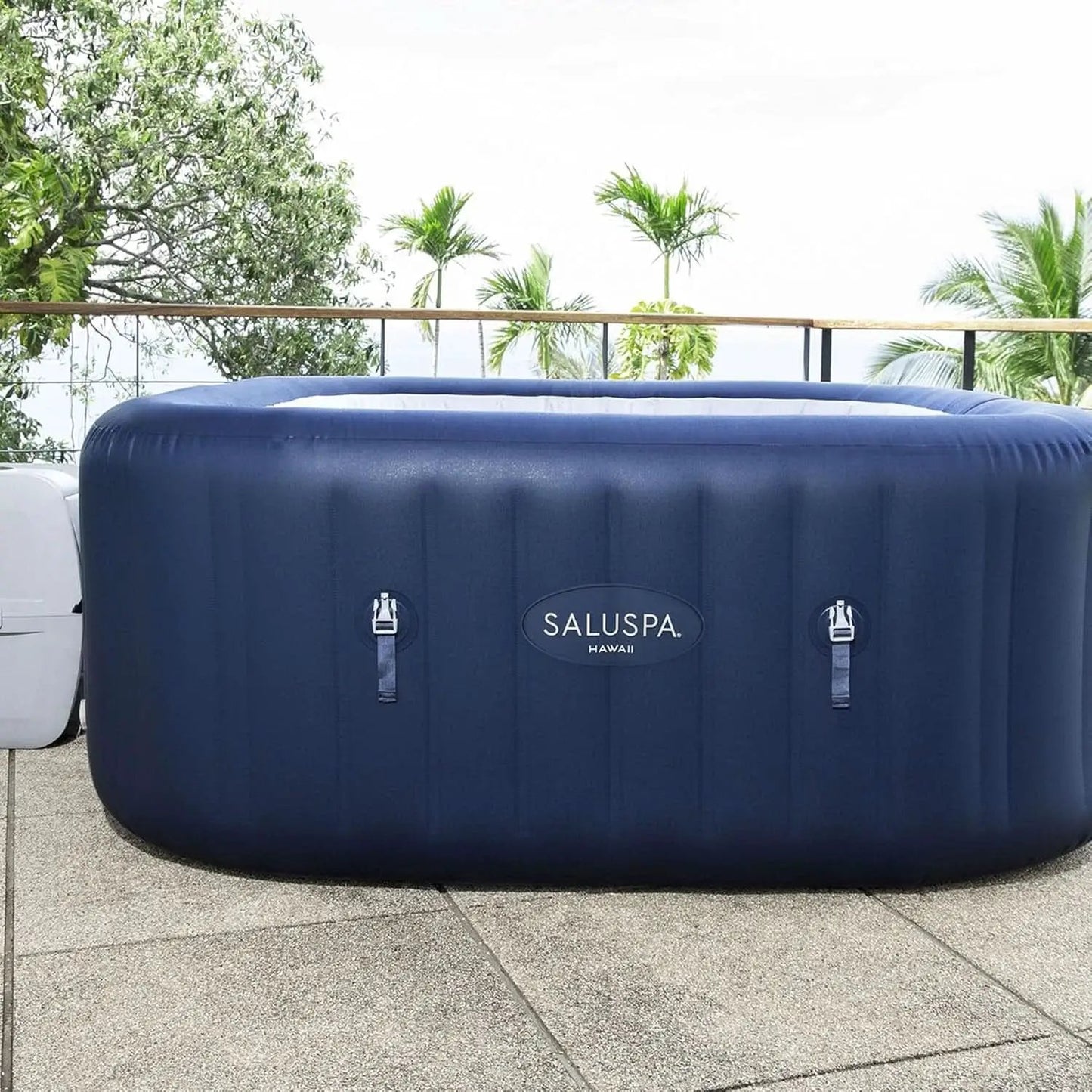 Blue 6 Person Inflatable Hot Tub Square With 140 Jets from PriceLows™