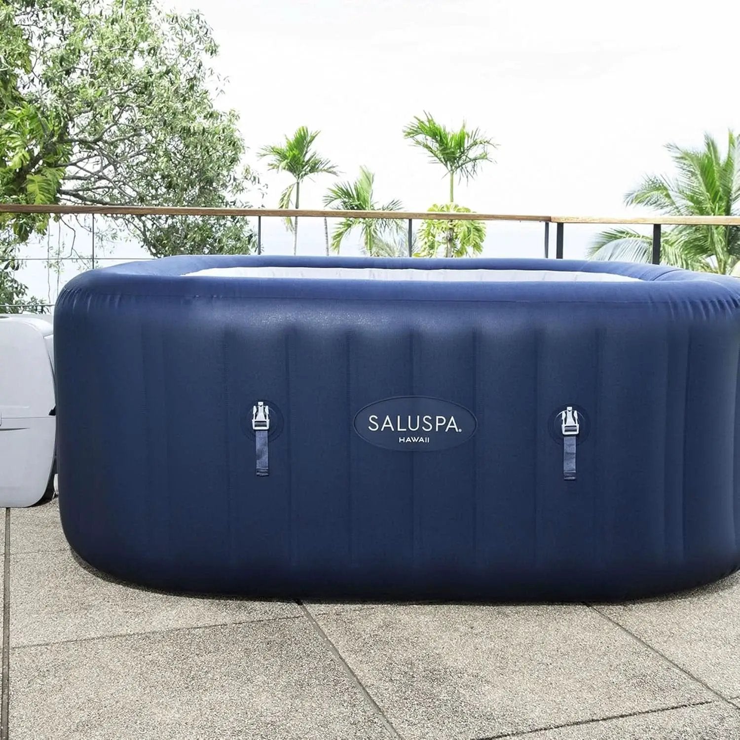 Blue 6 Person Inflatable Hot Tub Square With 140 Jets from PriceLows™
