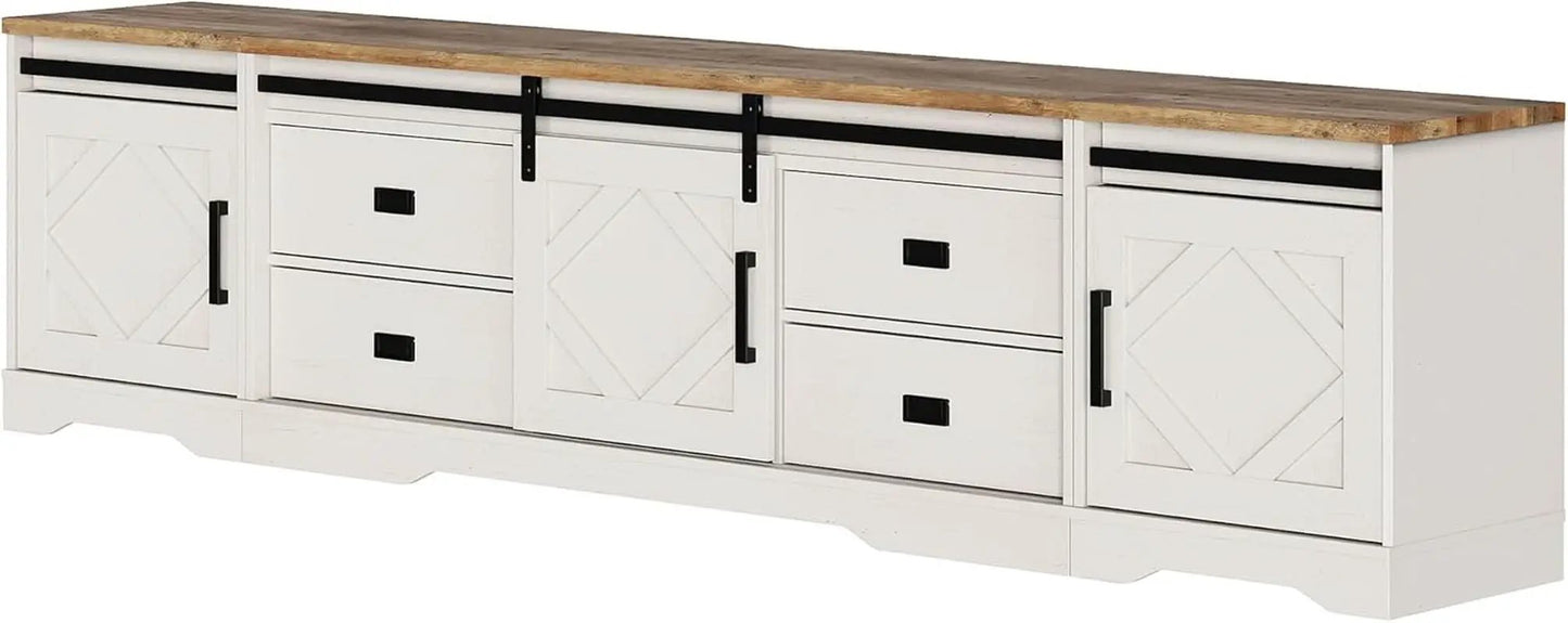 98.4 Inch Wide TV Stand Antique White For Living Room from PriceLows™