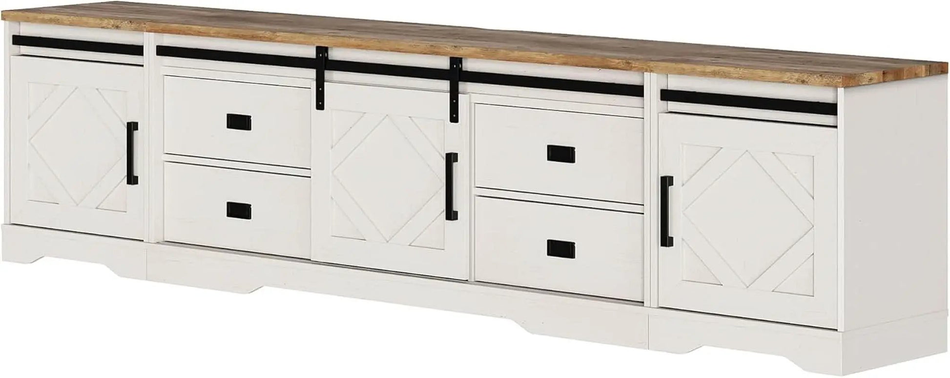 98.4 Inch Wide TV Stand Antique White For Living Room from PriceLows™
