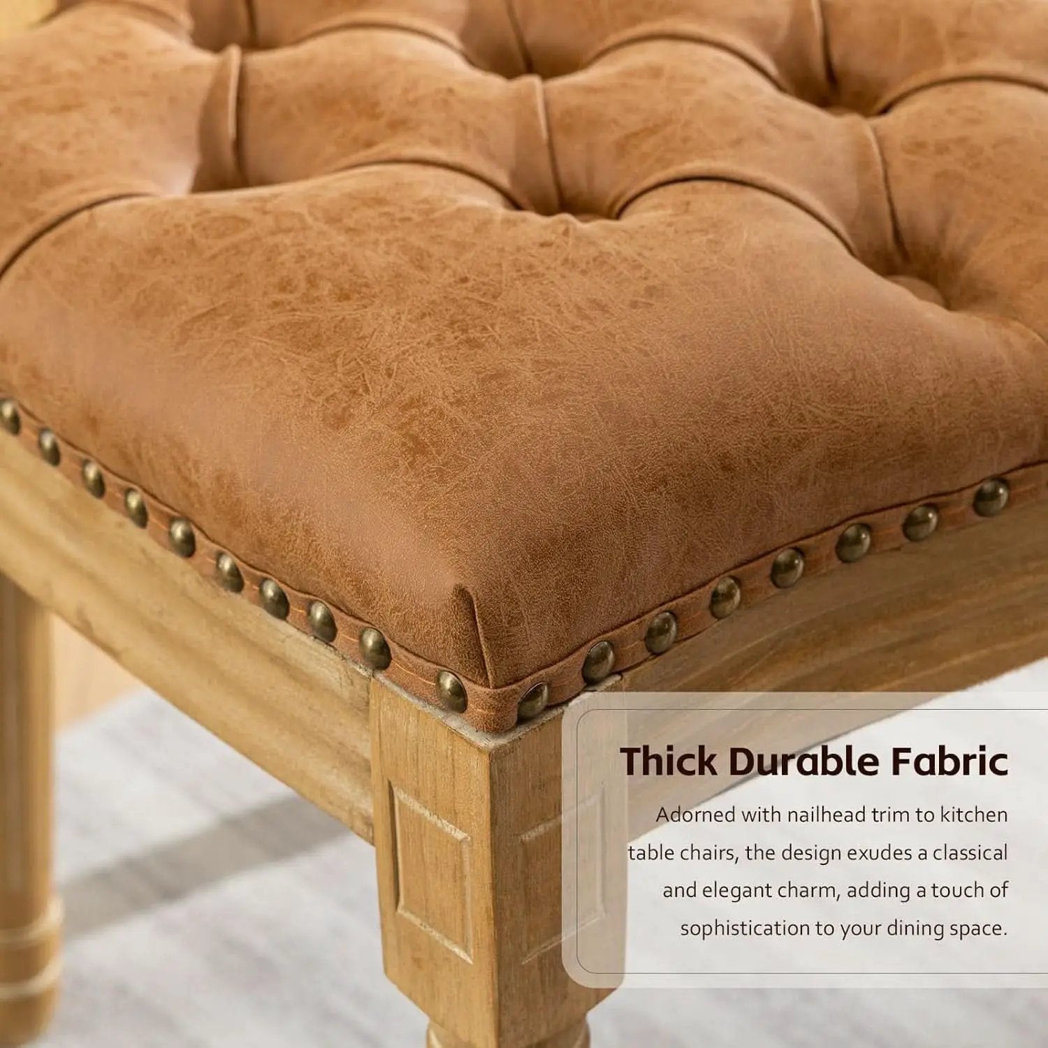 PU Leather Dining Chairs Set of 6 Orange Round Back with Nailhead Trim from PriceLows™
