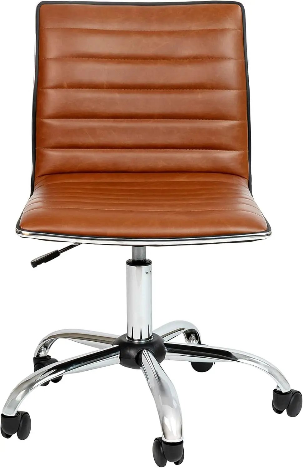 Brown Vinyl Office Task Chair With Chrome Frame Modern from PriceLows™