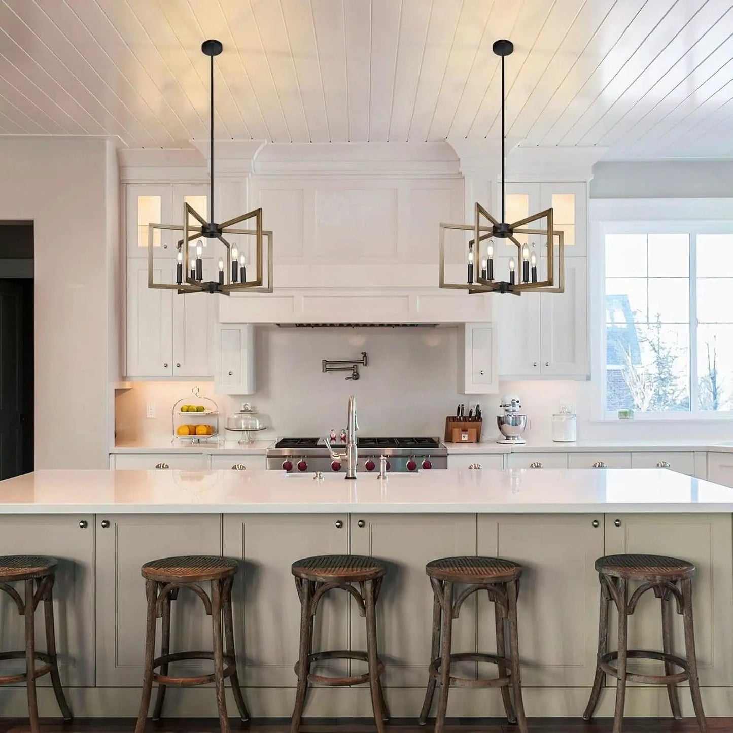 6 Light Black Finish Modern Farmhouse Pendant Lights from PriceLows™