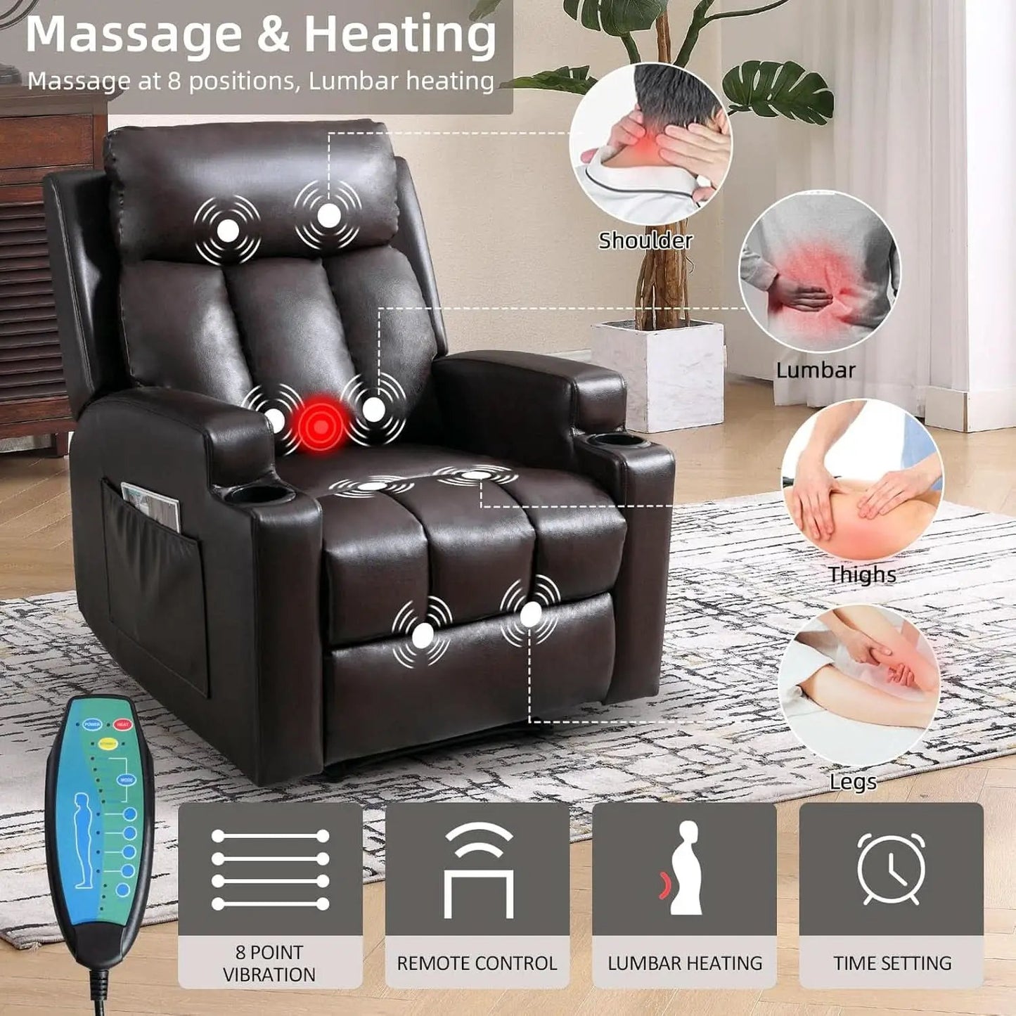 Brown UltraSoft Fabric Manual Recliner With Plush Arms from PriceLows™