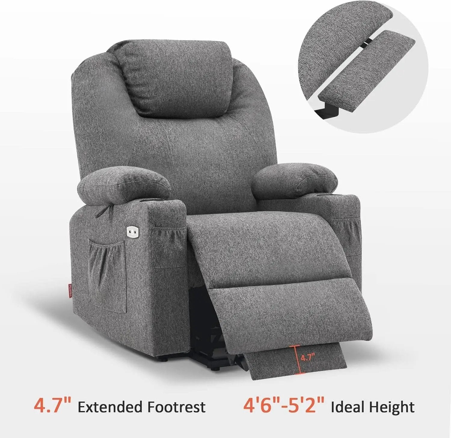 Petite Power Lift Recliner With Massage And USB Ports from PriceLows™