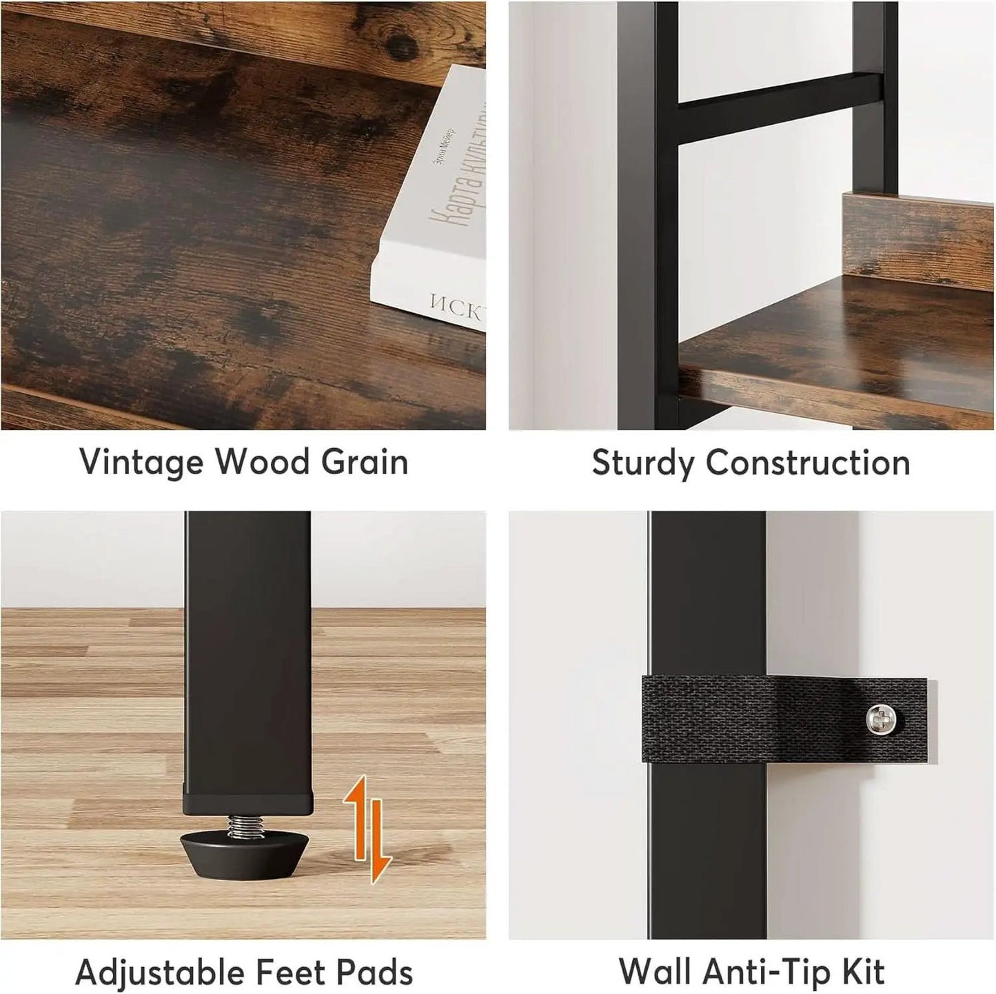 Rustic Brown 5 Tier Etagere Bookcase 71 In High 47 In Wide from PriceLows™