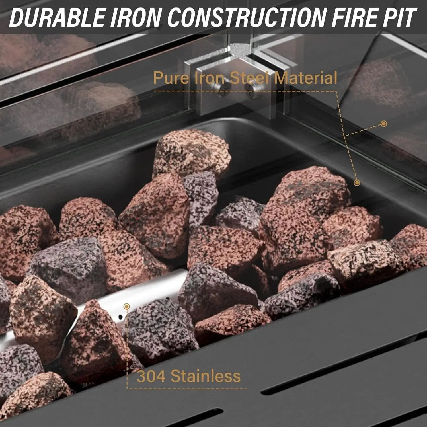 Outdoor Patio Furniture Set With 43In Fire Pit Table Brown from PriceLows™