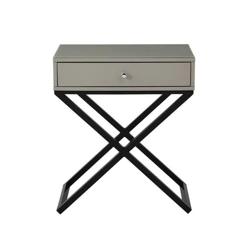Koda End Side Table | Nightstand With Drawer | Cross Base | 26.5 Inch Height