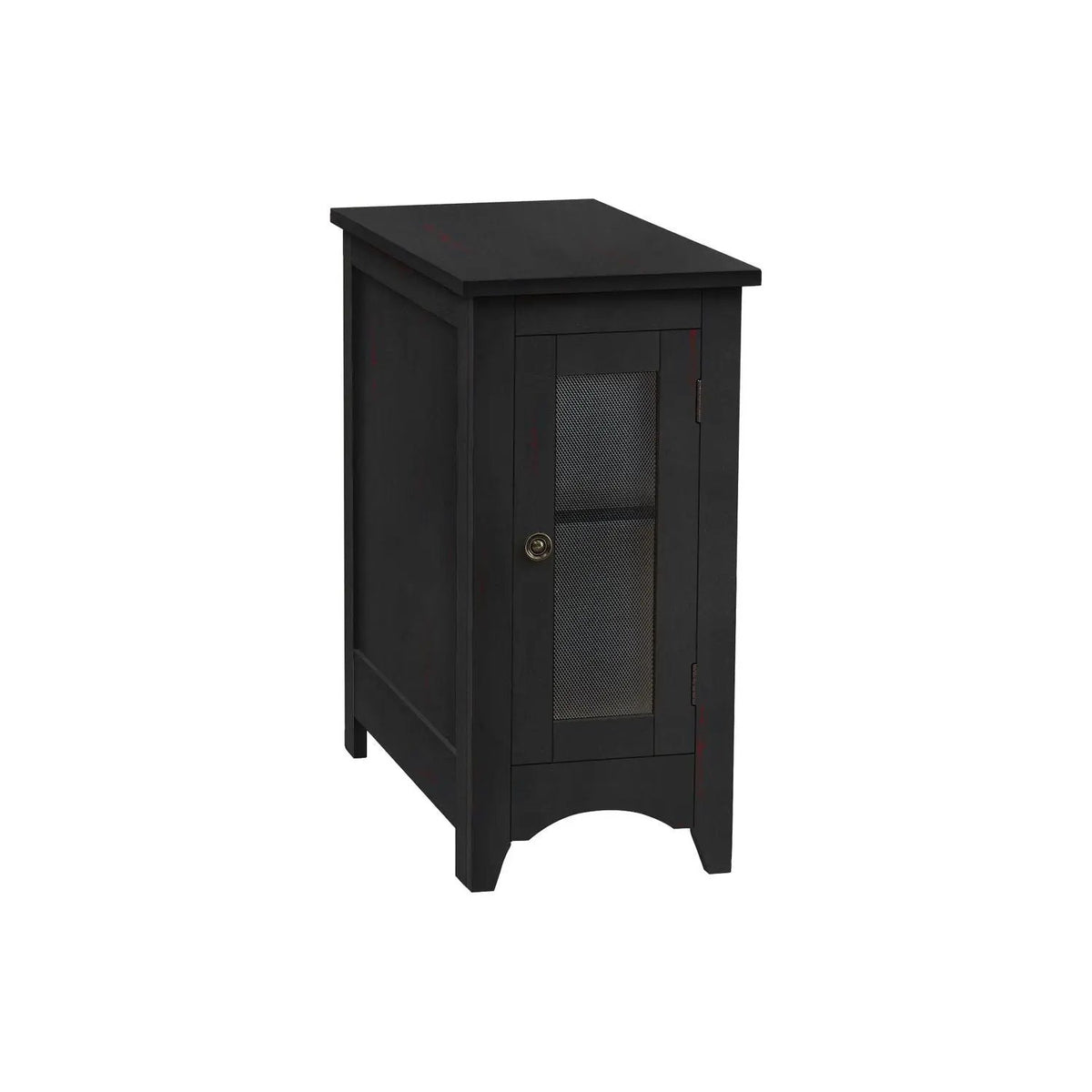 Narrow Accent End Table | Transitional Style | Closed Cabinet | Round Metal Knob