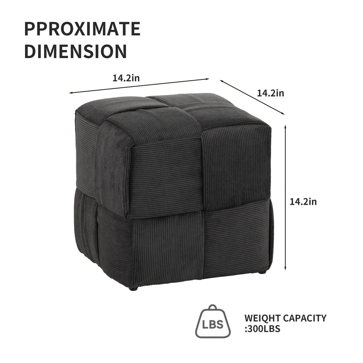 Modern Ottoman Foot Rest | Woven Design | Engineered Wood Frame | 14.2 Inch Cube