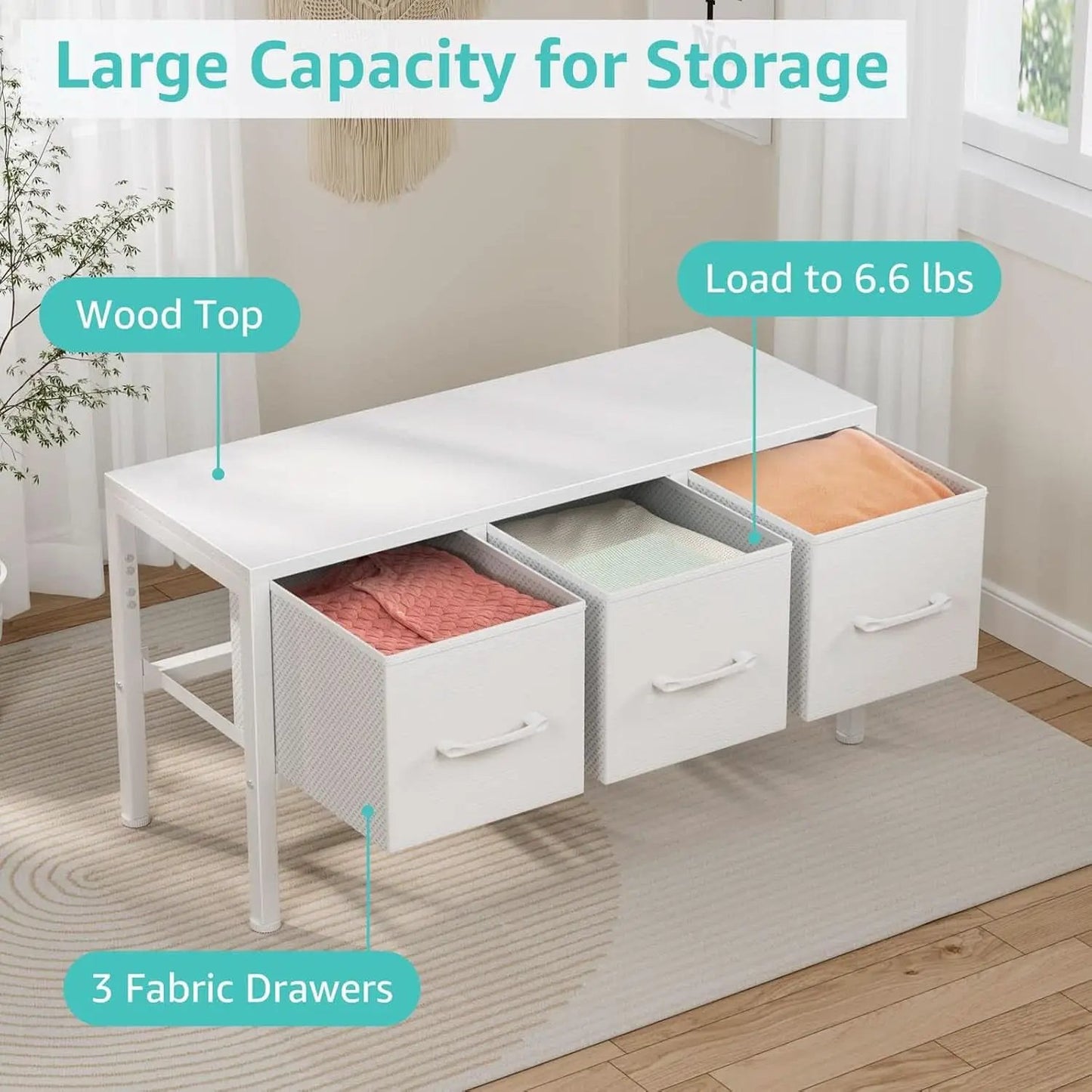 White Closet Storage Organizer With Fabric Drawers from PriceLows™