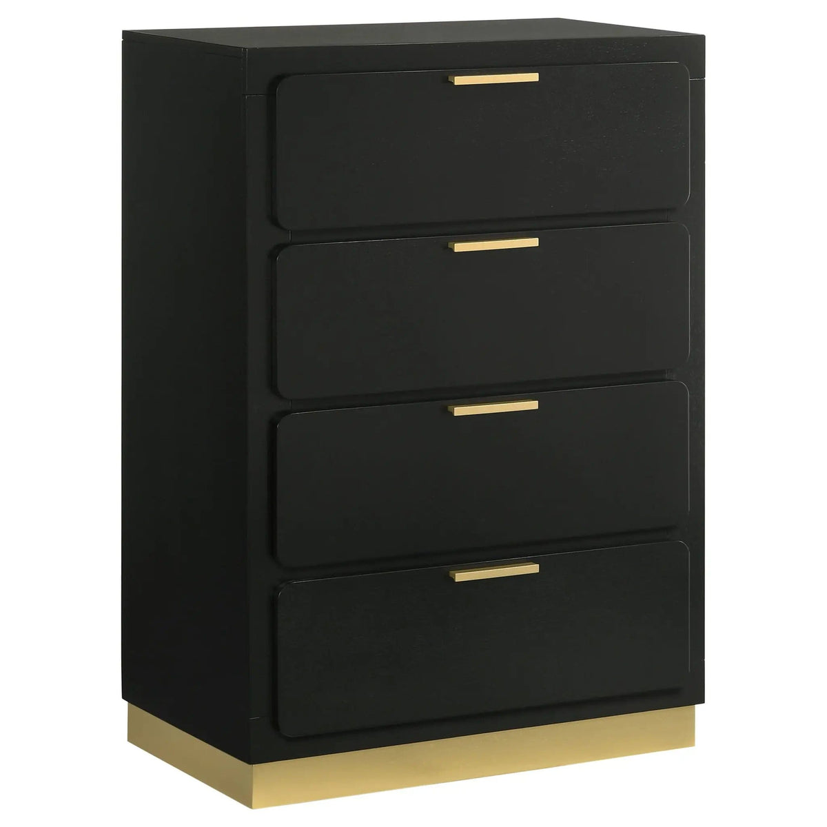 Caraway 4-drawer Bedroom Chest | 31 x 17.25 x 44.5 in | Rubberwood & Engineered Wood | Black