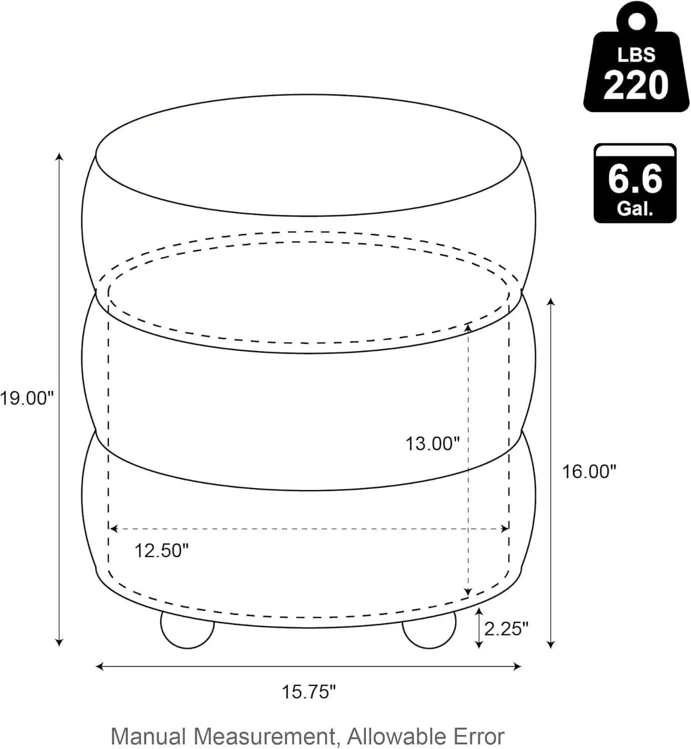 Round Upholstered Ottoman With Storage Gradient Brown from PriceLows™
