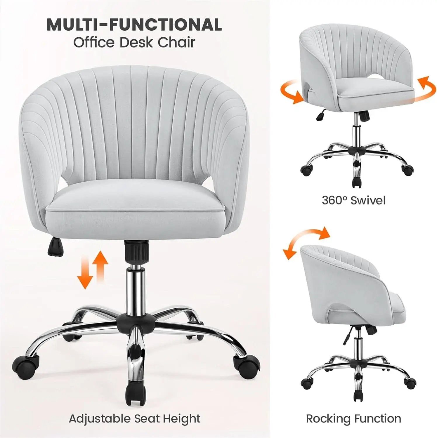 Home Office Chair With Tufted Barrel Back Light Gray from PriceLows™