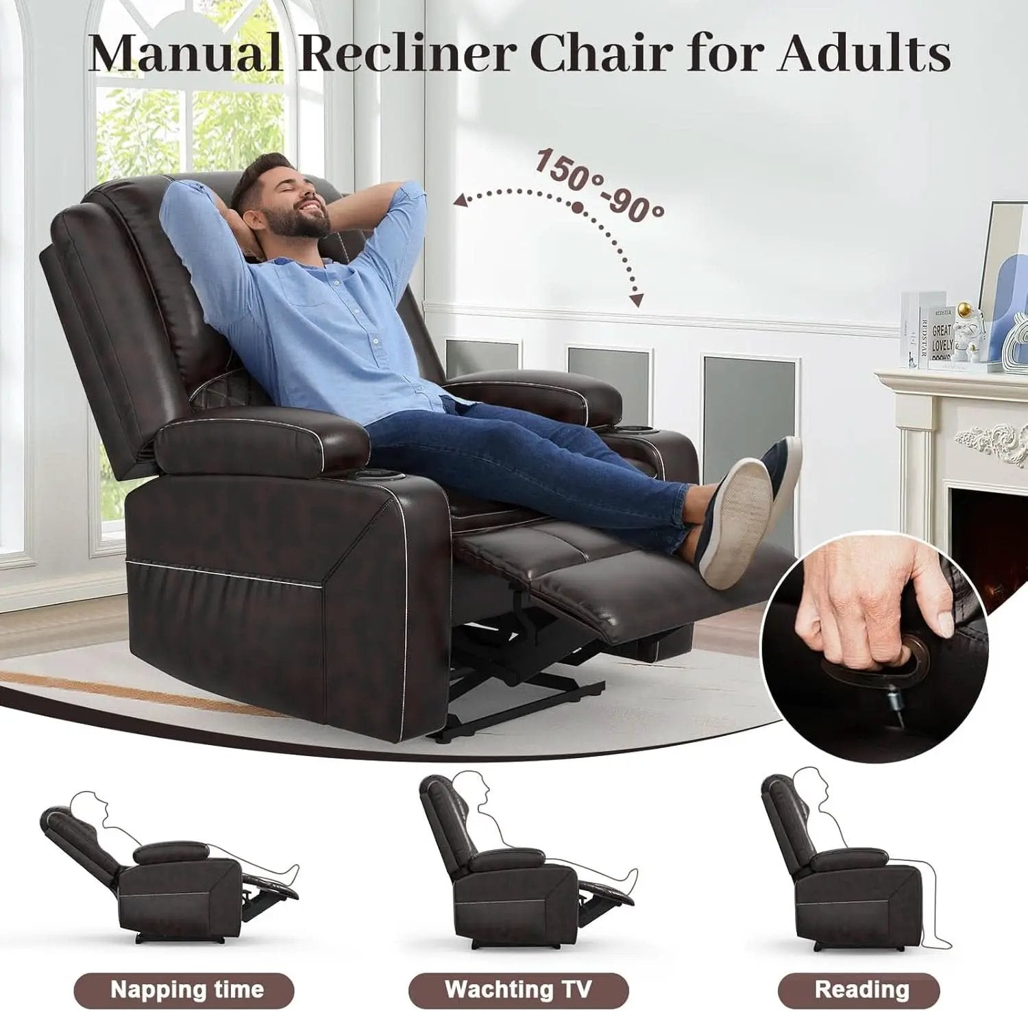 Grey Leather Reclining Loveseat Set With Console And Chairs from PriceLows™