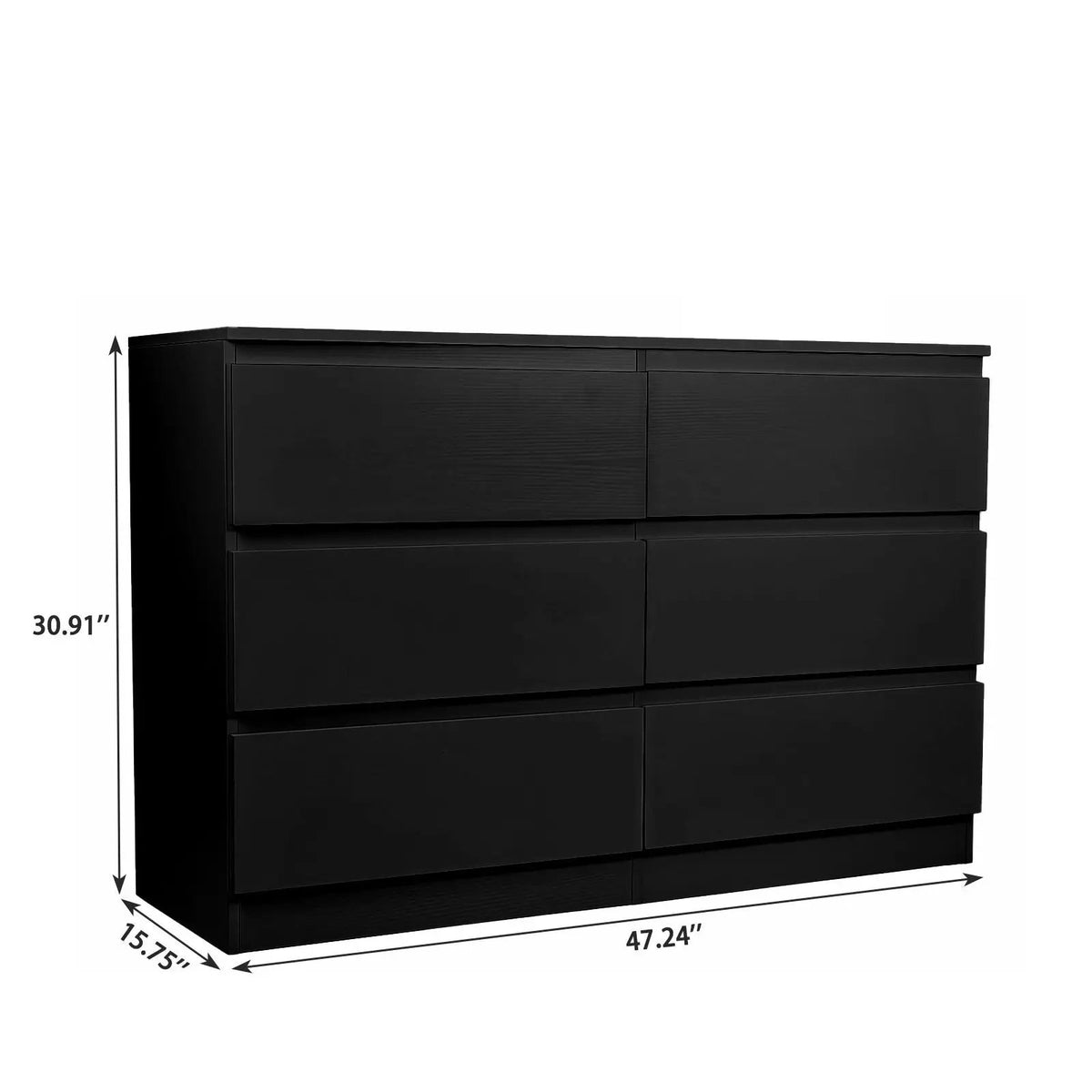 6 Drawer Dresser | Spacious Countertop | Concealed Handles | 47 Inch Width
