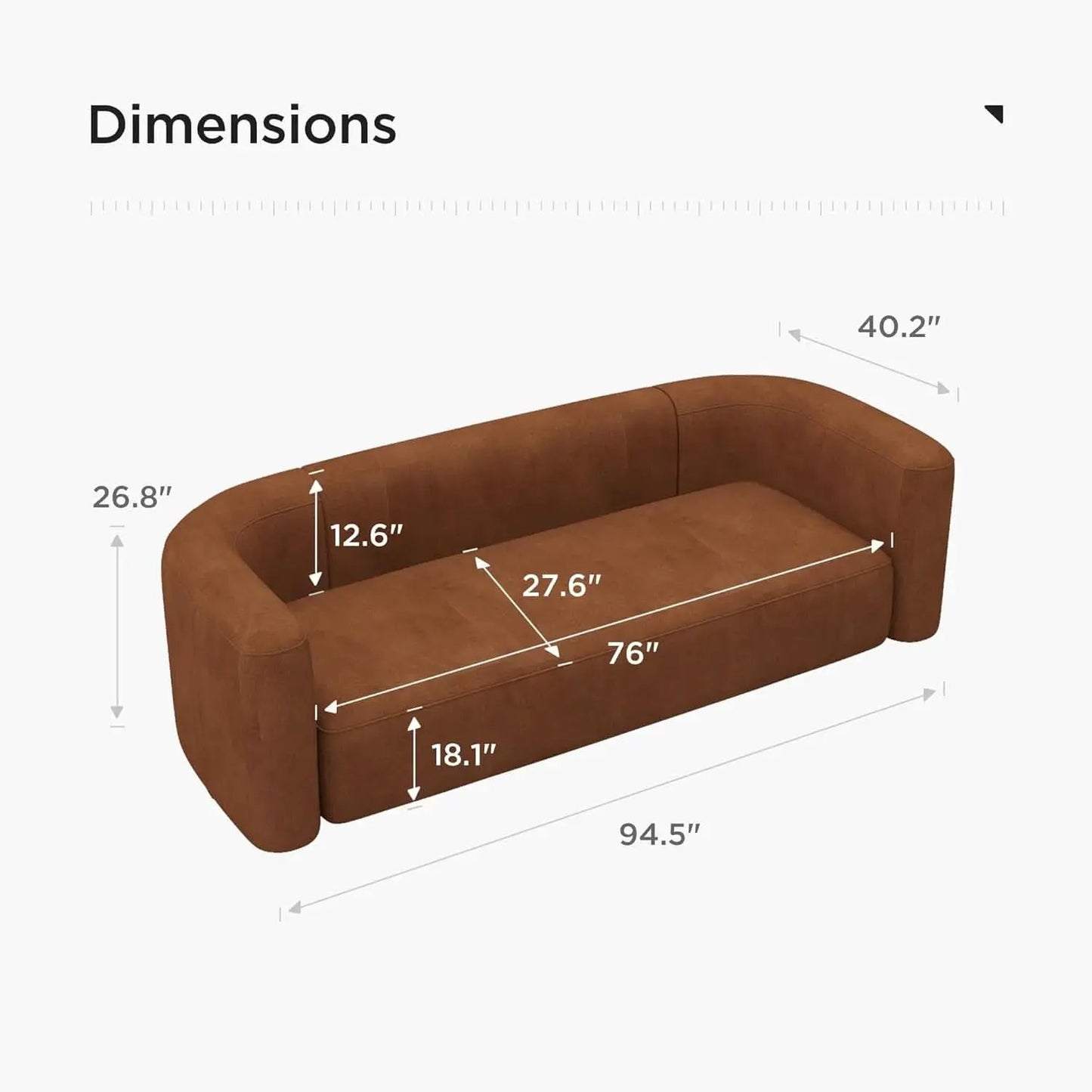 Modern Velvet 3-Seater Sofa in Tangerine with Curved Back Design from PriceLows™