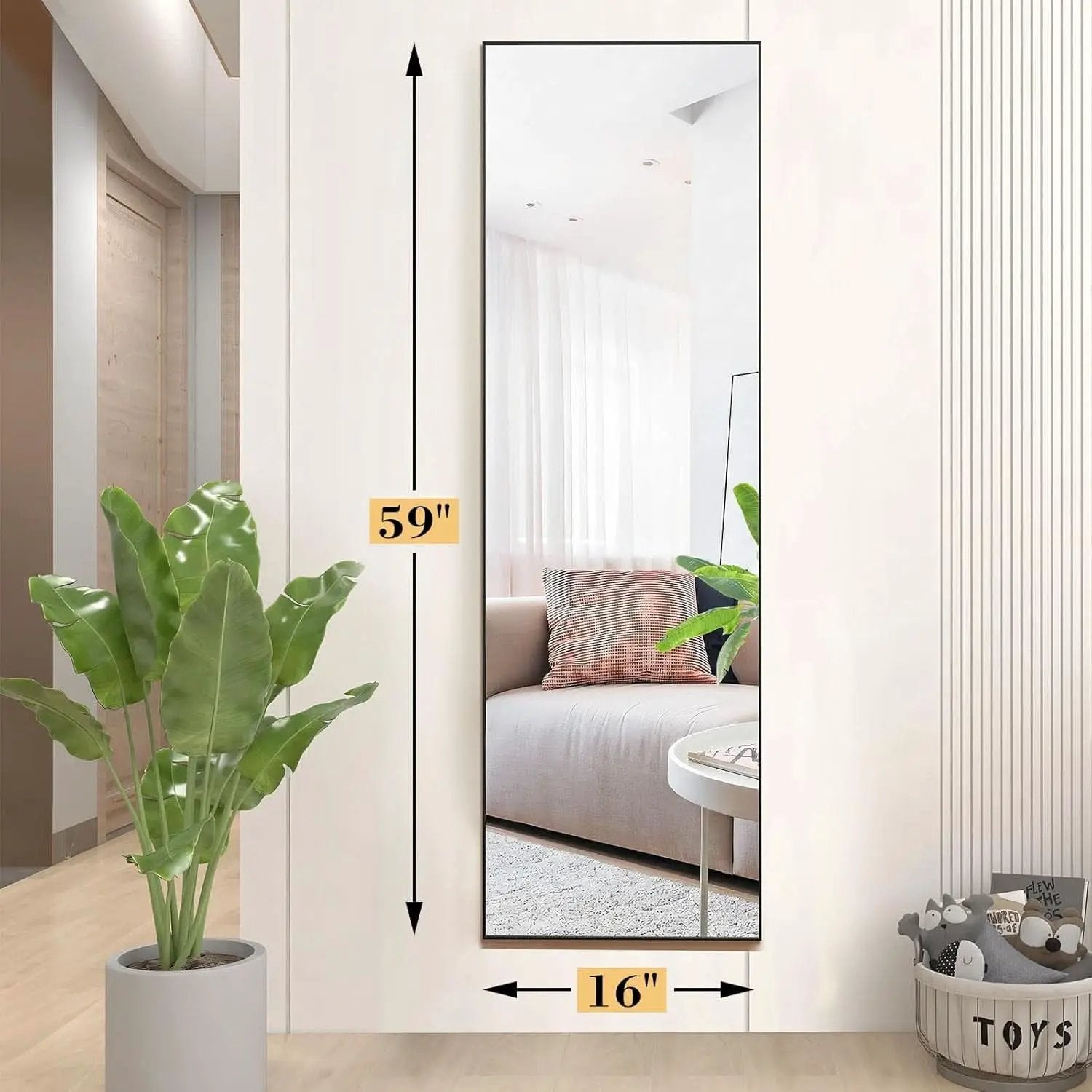 Full Length Floor Mirror 59x17 Aluminum Frame for Bedroom from PriceLows™