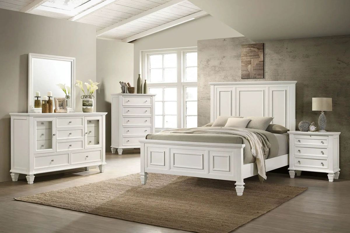 Sandy Beach 5-piece Eastern King Bedroom Set Cream | 5-Piece Set | Engineered Wood | White