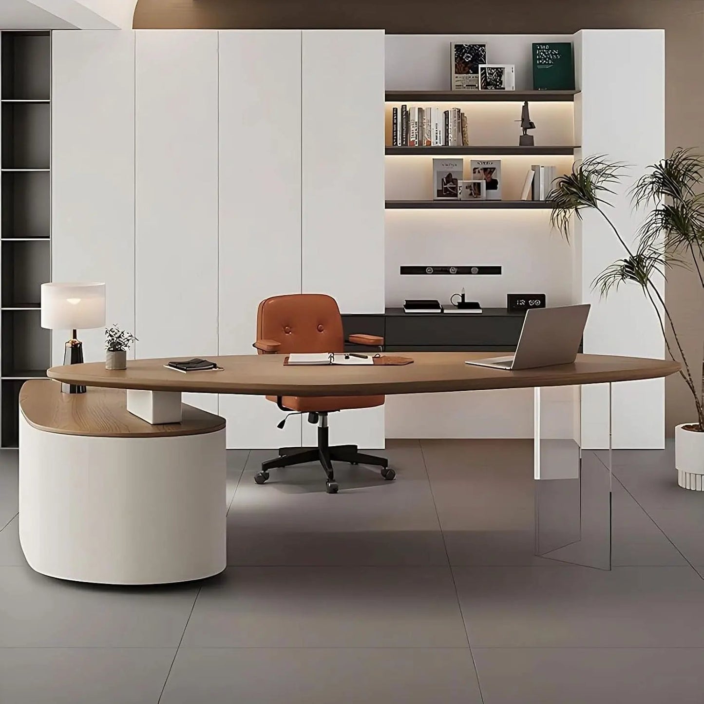 Solid Wood L Shape Desk With Integrated Side Cabinet 56 In from PriceLows™