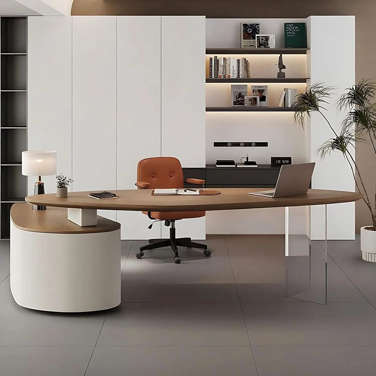 Solid Wood L Shape Desk With Integrated Side Cabinet 56 In from PriceLows™
